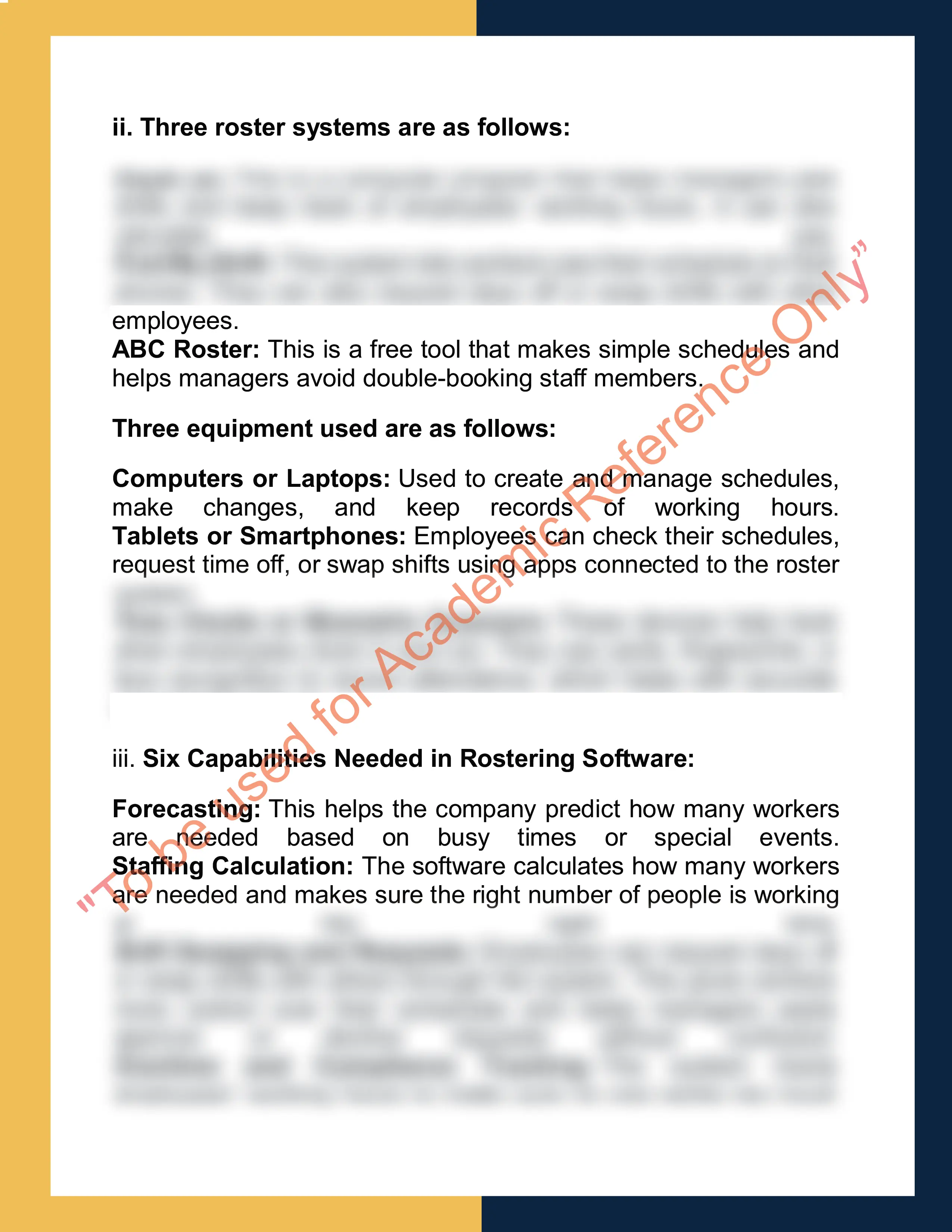 Assignment sample solution of SITXHRM008 - Roster Staff 1